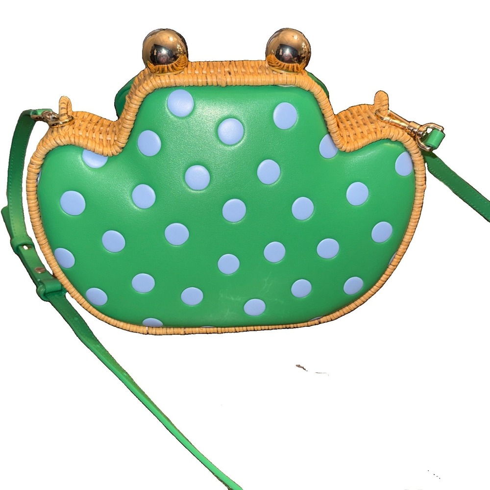 Kate Spade Lily Polka Dot Wicker 3D Frog Crossbody Novelty Bag - Picture 6 of 8